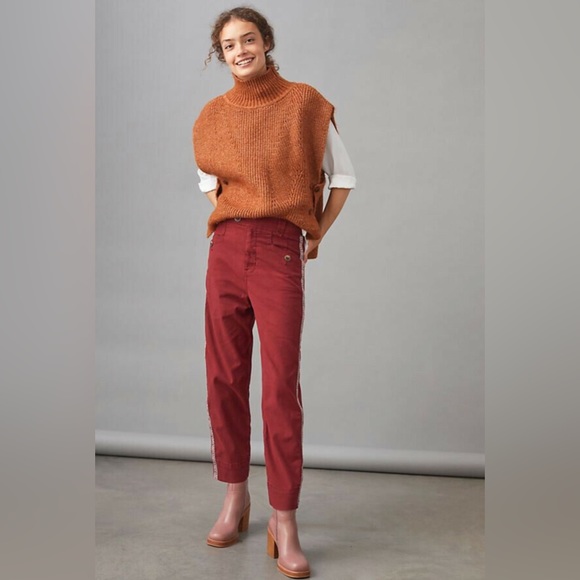 NWOT Anthropologie Tapered Side Stripe Pants - Picture 2 of 16